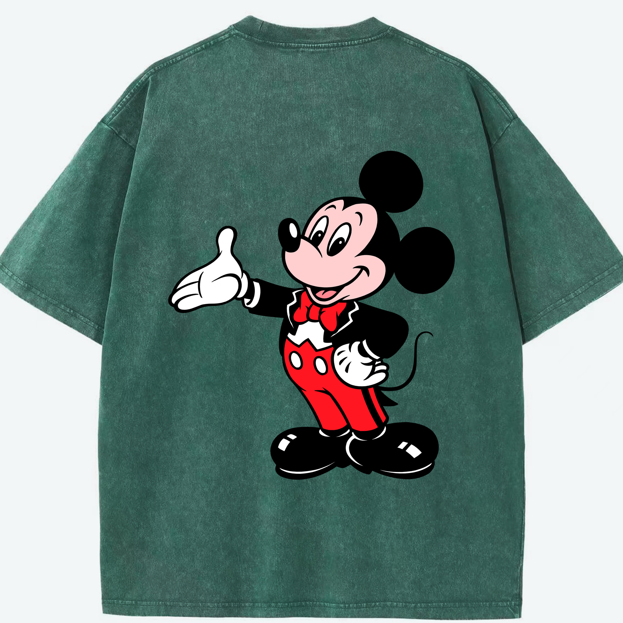 （画像用） ミッキーマウス Mickey Mouse 綿100% ヴィンテージ風 半袖Tシャツ（背面プリント）